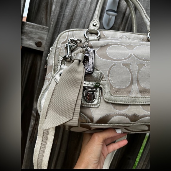 Coach Metallic Sateen Poppy Pushlock Satchel Crossbody - Picture 3 of 12